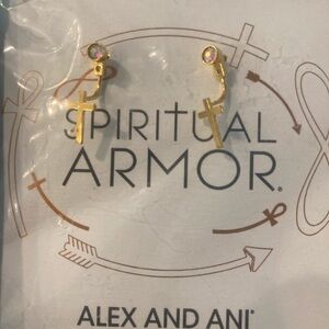 Alex and Ani Gold Cross Earrings